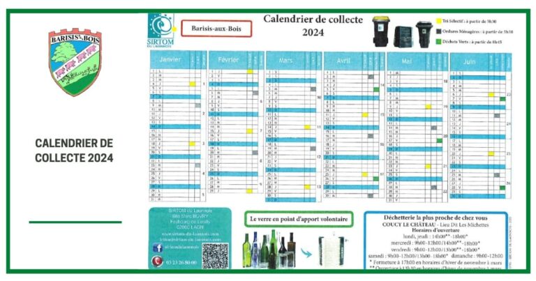 CALENDRIER DE COLLECTE 2024 - Commune de Barisis aux Bois
