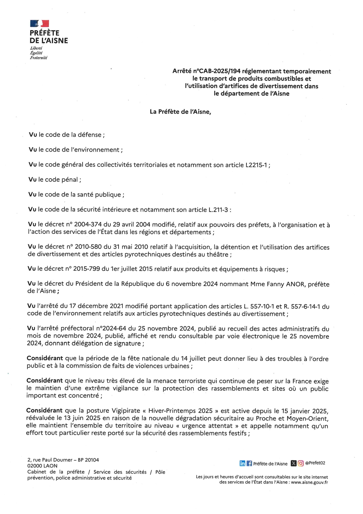 2025-07-09_Arrêté réglementant le transport de produits combustible et l'utilisation d'artifices - Commune de Barisis aux Bois