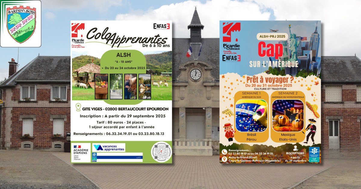 ALSH et Colo apprenantes vacances d’octobre 2025 - Commune de Barisis aux Bois