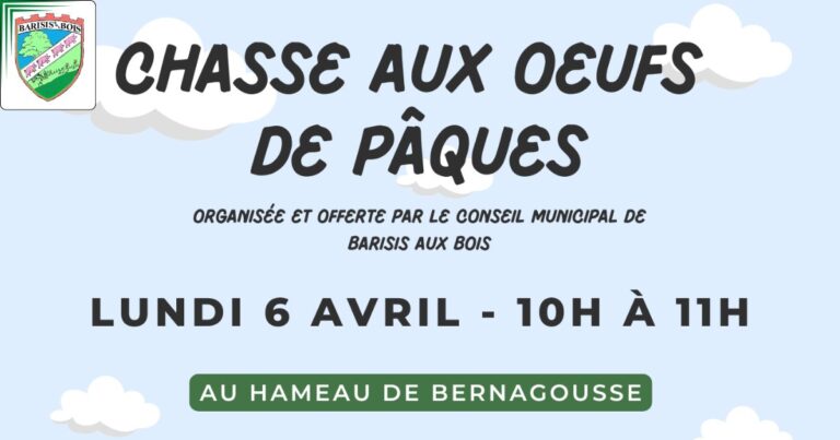 Chasse aux œufs de Pâques à Barisis-aux-Bois -FB- Commune de Barisis aux Bois