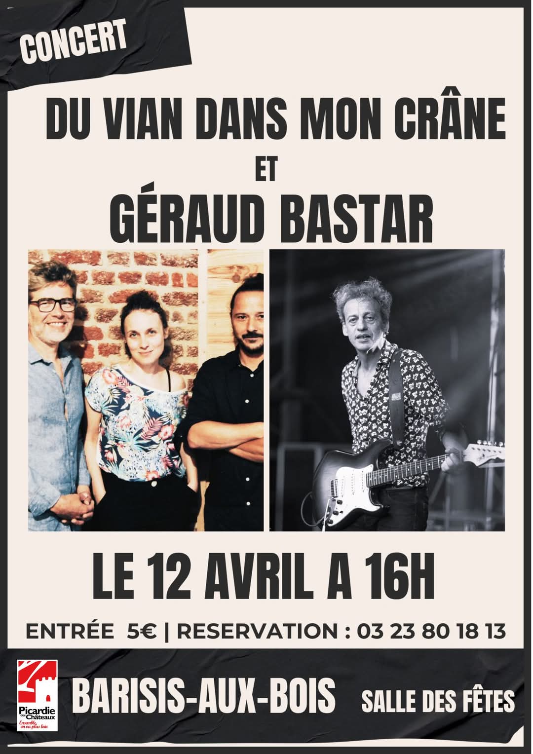 Concert à Barisis-aux-Bois - Du Vian dans mon crâne et Géraud Bastar affiche