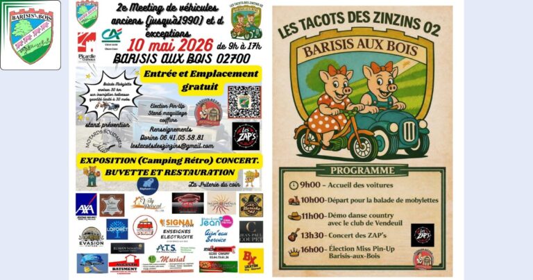 Meeting véhicules anciens à Barisis-aux-Bois le 10 mai -FB- Commune de Barisis aux Bois