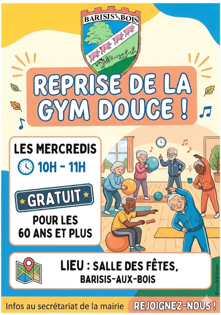 Reprise de la gym douce à Barisis-aux-Bois -affiche- Commune de Barisis aux Bois