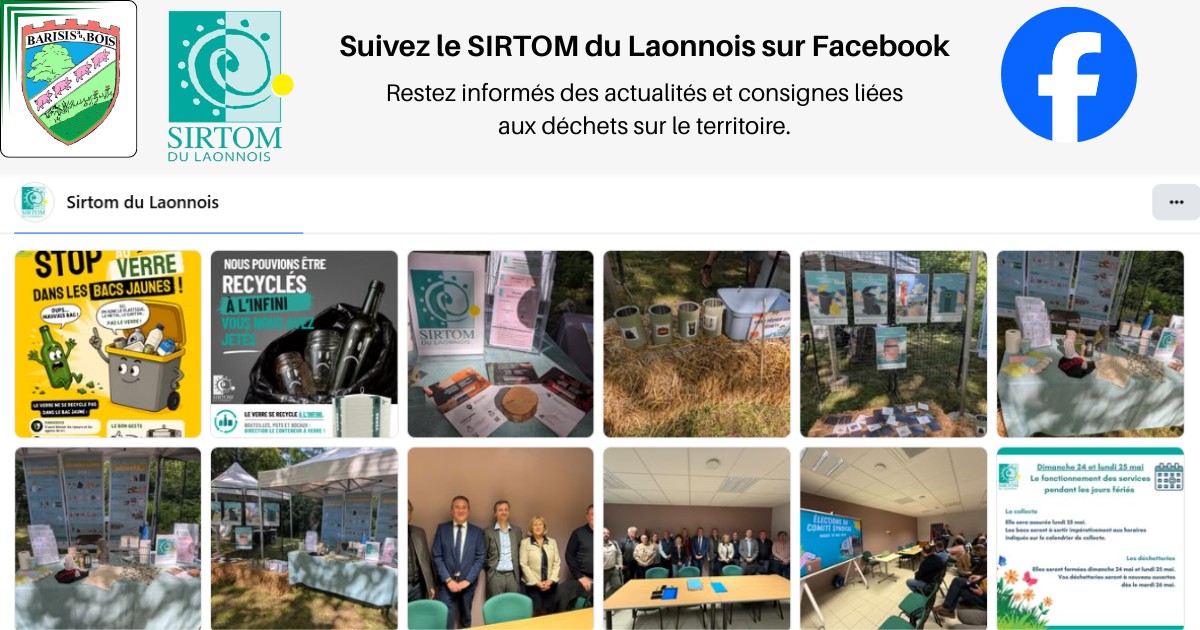 Abonnez-vous à la page Facebook du SIRTOM du Laonnois - Commune de Barisis aux Bois