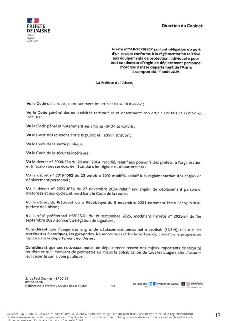 RAA_Juillet_02-2026-145_Arrêté portable obligation du port d'un casque pour tout conducteur d'EDPM - Commune de Barisis aux Bois